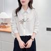K72 Plus Size Women's Spring 2026 Korean-Style Embroidered Stretch Long Sleeve Slimming Shirt 1215