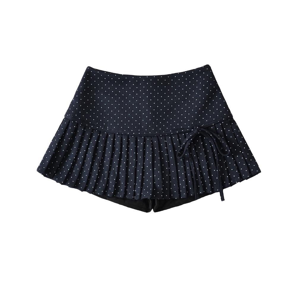 Sweet Dot Mini Skirt Bowknot A-line Short Skirts Sweet Pleated Skirts for Women Ladies