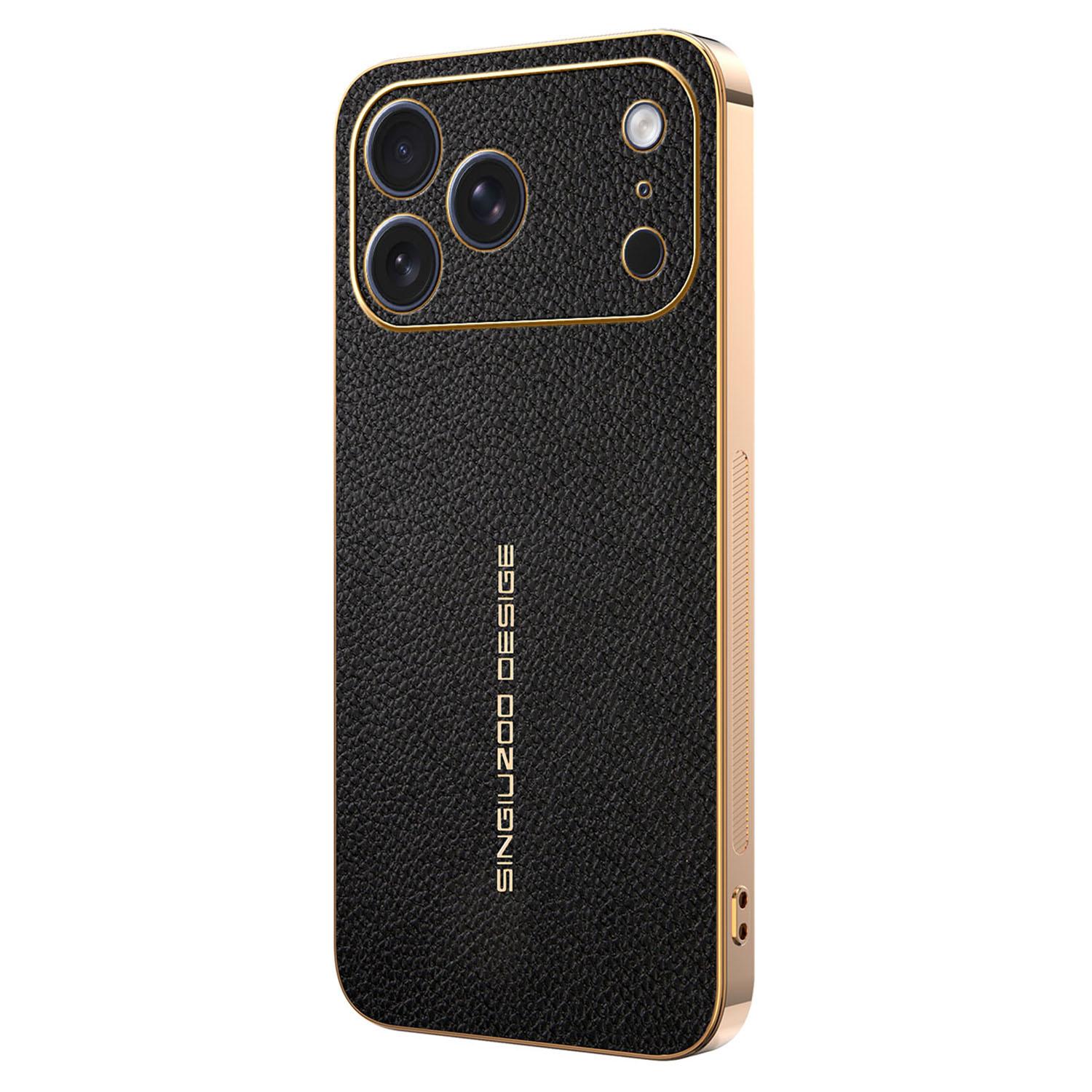 For iPhone 17 Pro Max Case Anti Scratch Litchi Texture TPU Leather PU Phone Back Cover