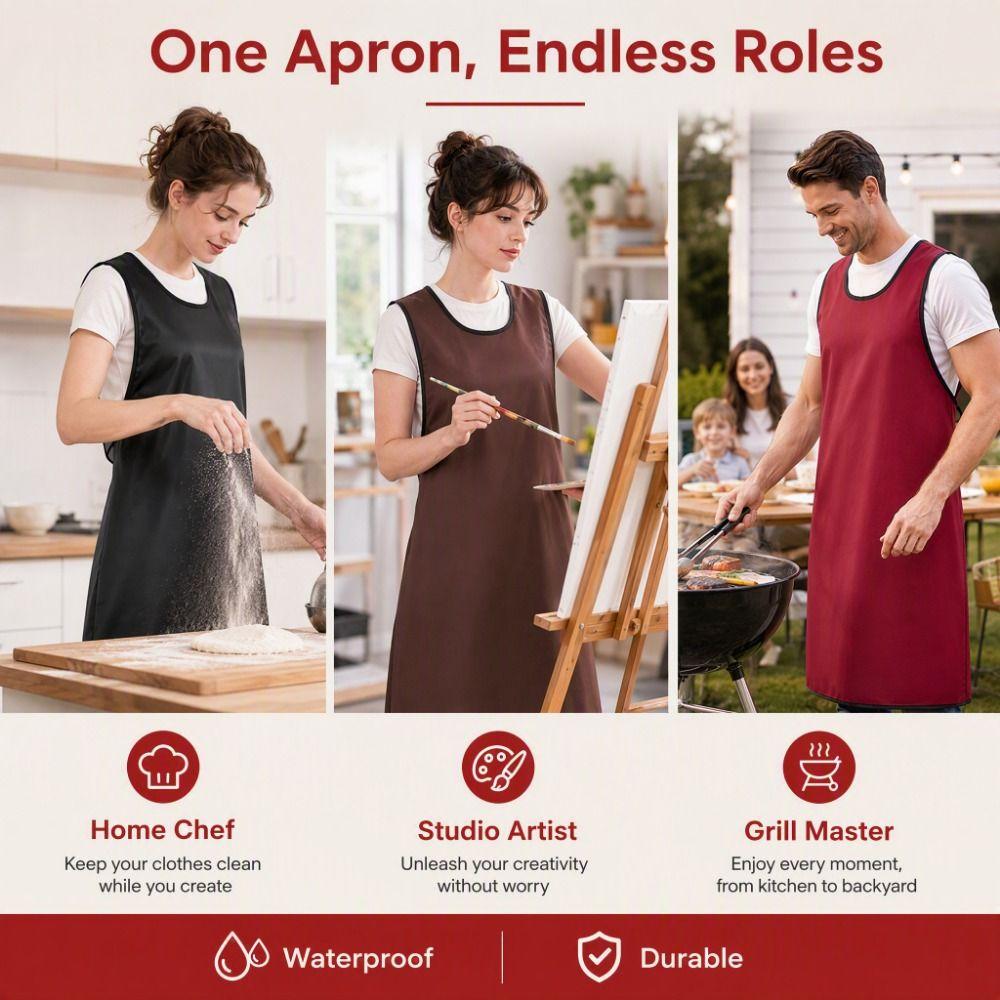 Waterproof Kitchen Cooking Apron Oil-proof Women's Pinafore Sleeveless Work Apron Cooking