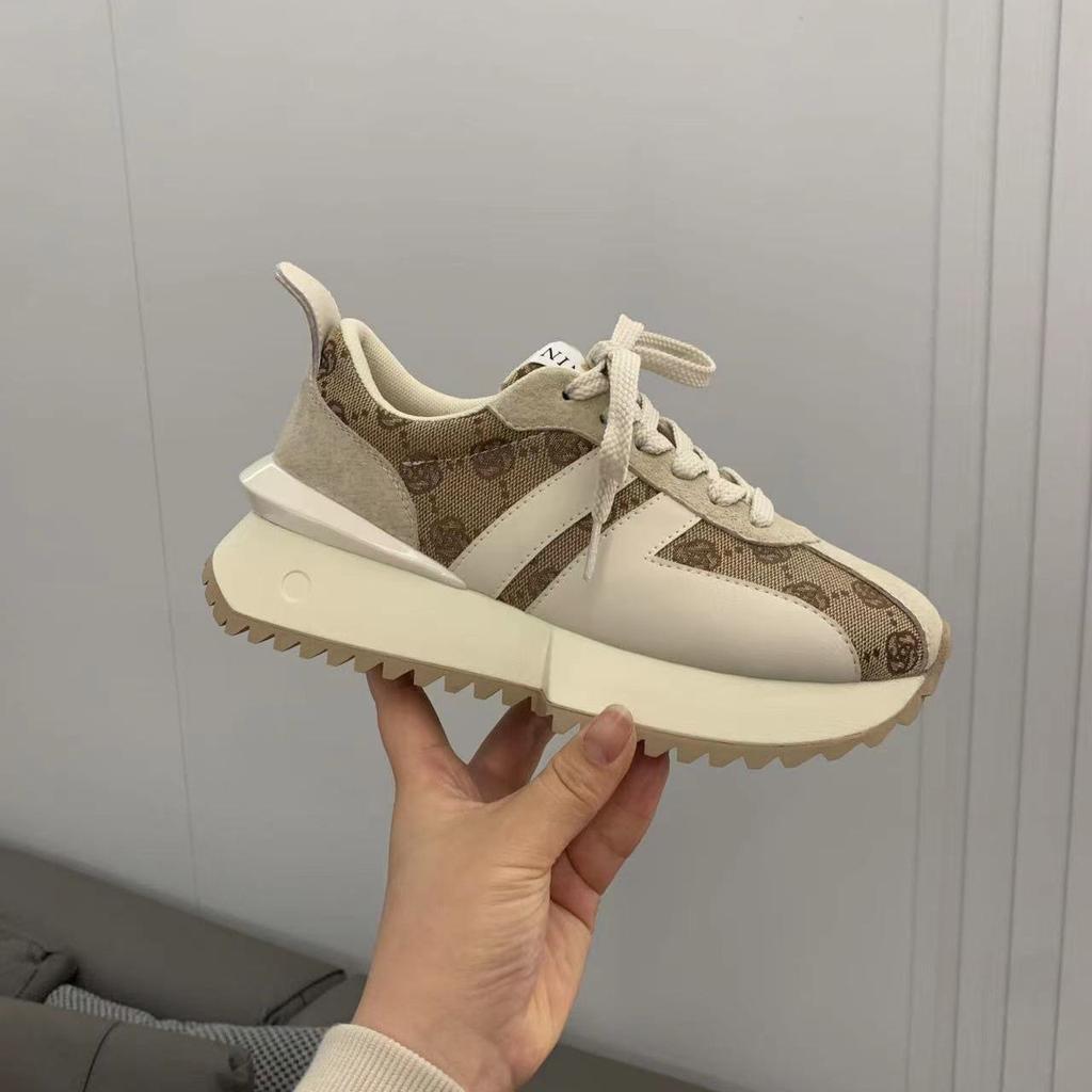 Boty Forrest Gump z pravé kůže Dámské Jarní Nové Se silnou podrážkou Zvýšený Malý Pas Běžné Sportovní Boty pro tátu