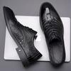 First layer cowhide British style leather shoes men's genuine leather men's shoes autumn pointed business dress crocodile pattern brown leather shoes