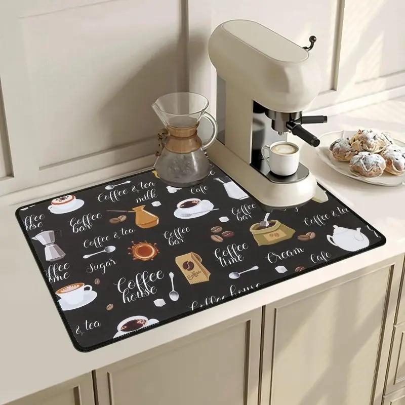 Coffee Cup Drying Mat Non-slip Absorbent Diatoms Tableware Kitchen Counter Drain Coffee Bar Drain Mats Desktop Home Decoration