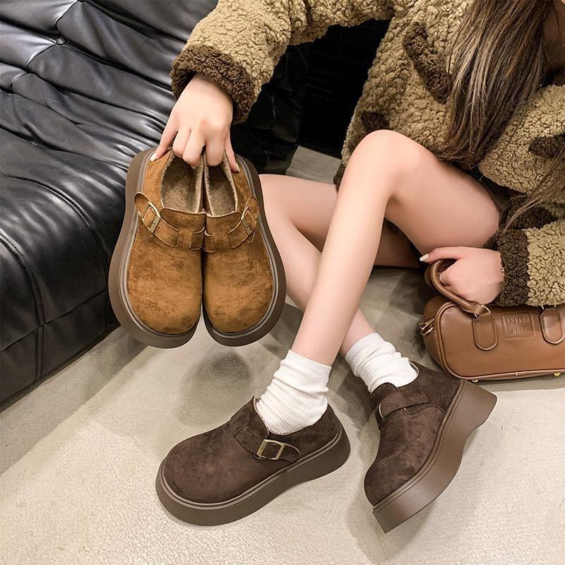 Muffin thick-soled heightened 2 new winter plush warm fluffy cotton shoes snow boots