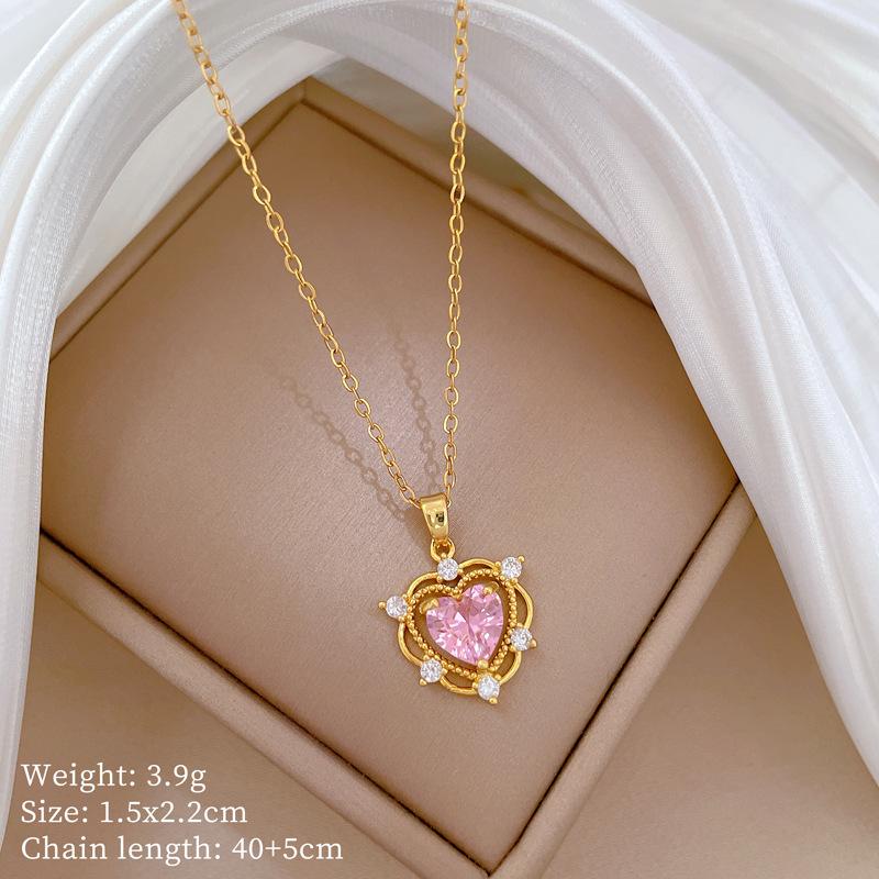 

Empty Love Full Diamond Light Luxury Temperament Gorgeous Full Diamond Necklace Female Versatile Collarbone Chain Titanium Steel Chain