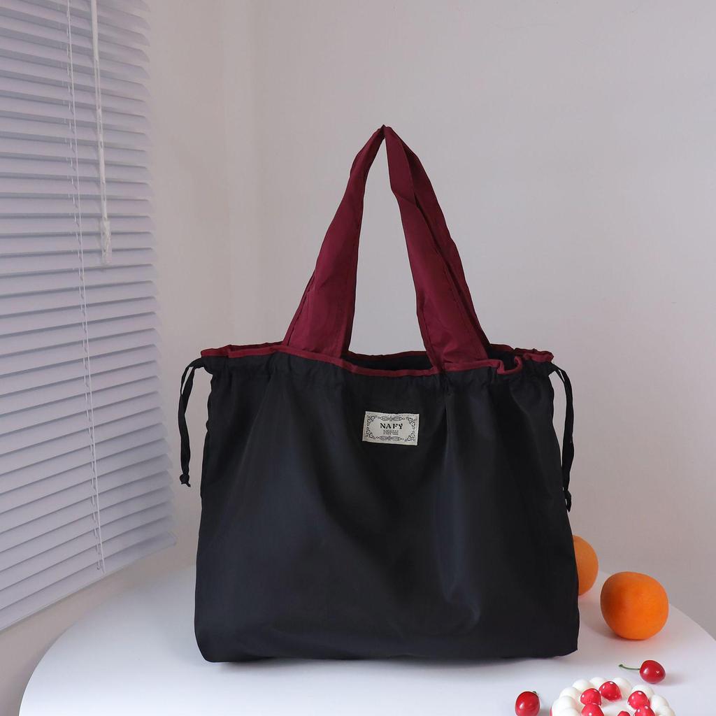 Large Capacity Foldable Shopping Tote with Drawstring