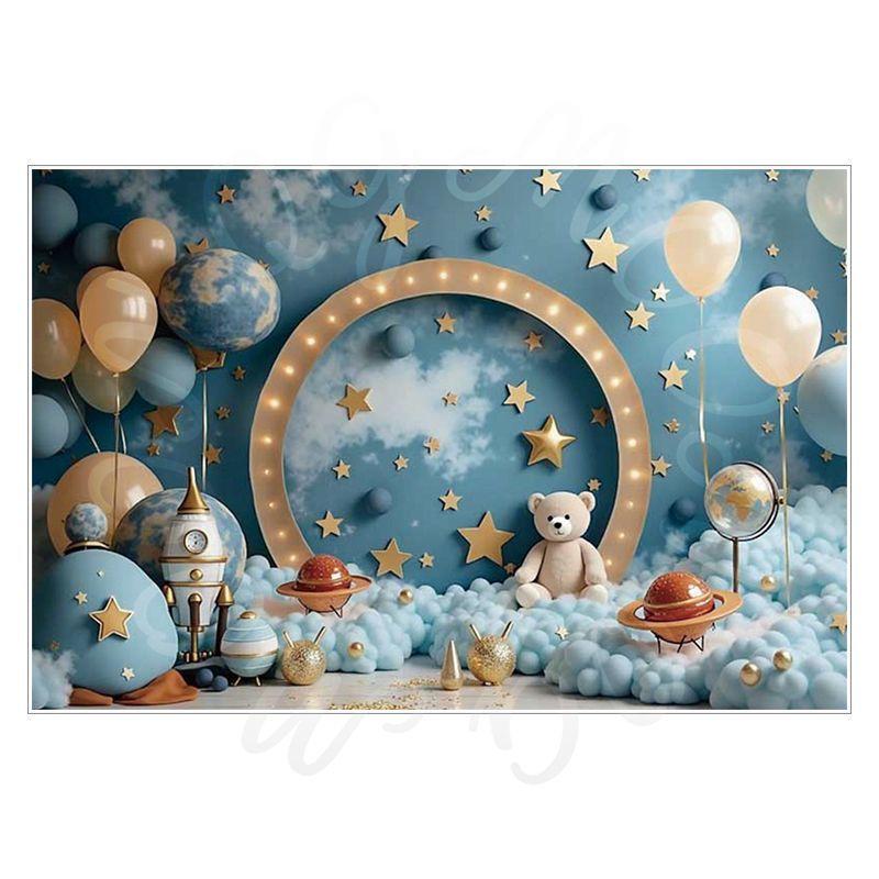 Balloon Cartoon Background Fabric  Children's Birthday Party Decoration Background Wall Fabric  Pet Photography Background Fabric