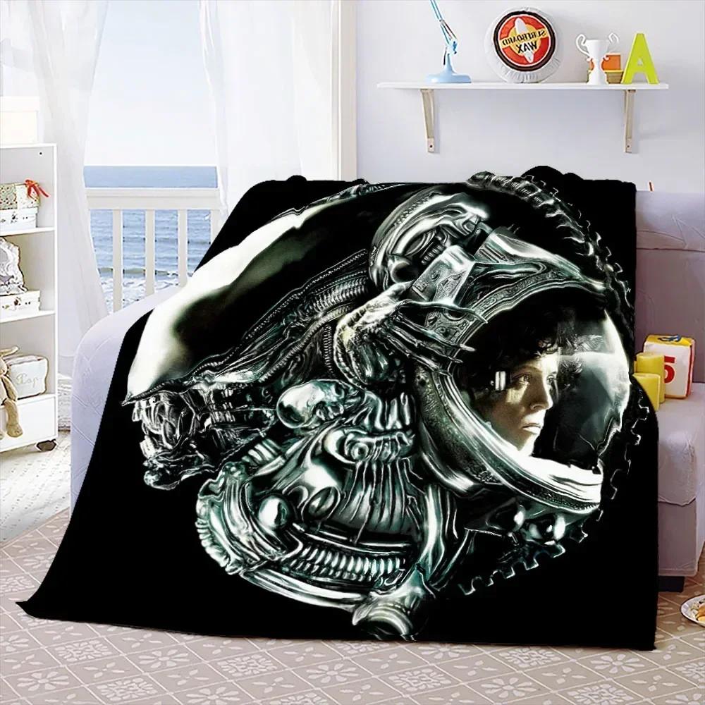 Weiche Überwurfdecke aus dem Film „Aliens“, Weltraummonster, bedruckt, Tagesdecke, Sofa-Couch-Bezüge, Reise-Camping-Decke, Geschenk für Kinder und Erwachsene
