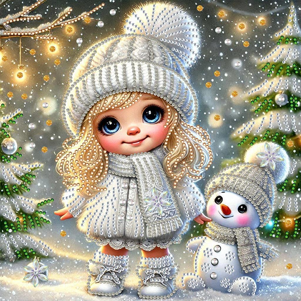 Snow Girl Special Shape Partial Drill Dimond Art Paintings for Gift Home Wall Decor Crystal Rhinestones Diamond Painting 30x30cm