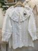 Huimei 1116 summer new female doll collar Japanese cotton shirt loose shirt top cardigan literary style embroidery