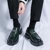 Men's British Style Formal Leather Slip-on Loafers - Thick Sole, Height Increasing, Big Toe Casual Shoes