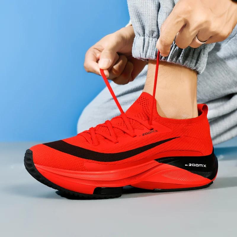 

Кроссовки для бега, увеличивающие рост, для мужчин, оригинальные мягкие кроссовки унисекс для ходьбы, спортивная обувь для марафона для пар, женская обувь для марафона 43 красный