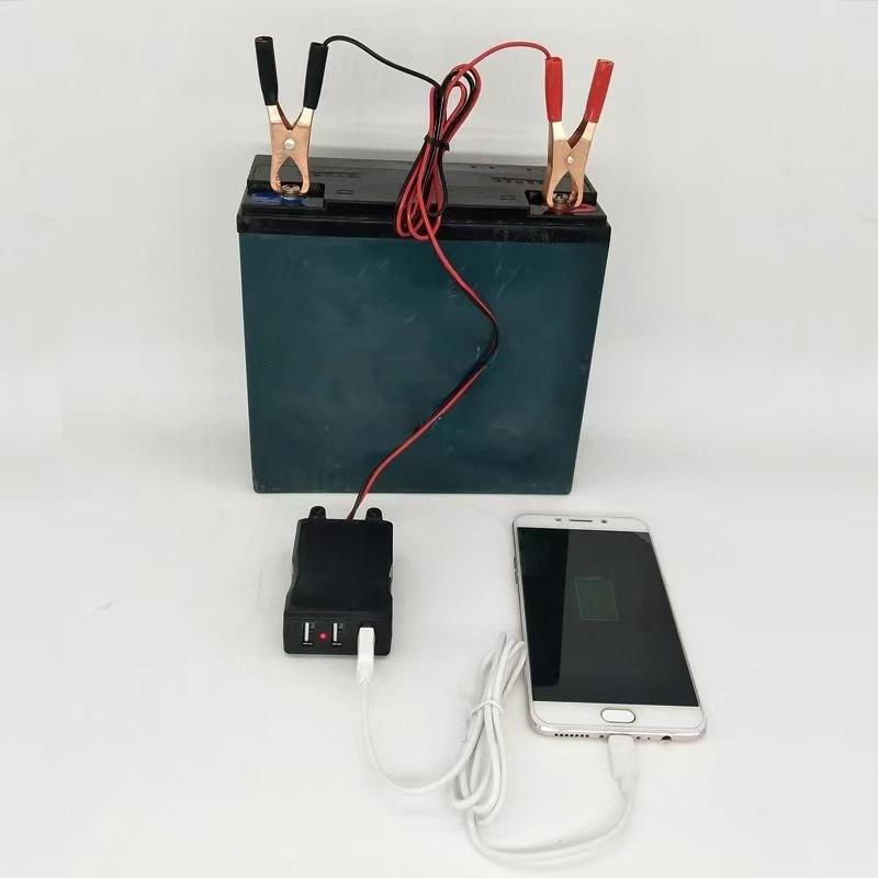 1Pcs 12V 24V To 5V Emergency Power Usb Adapter With 3Usb Ports And Battery Clip For High-Efficient Phone Charging