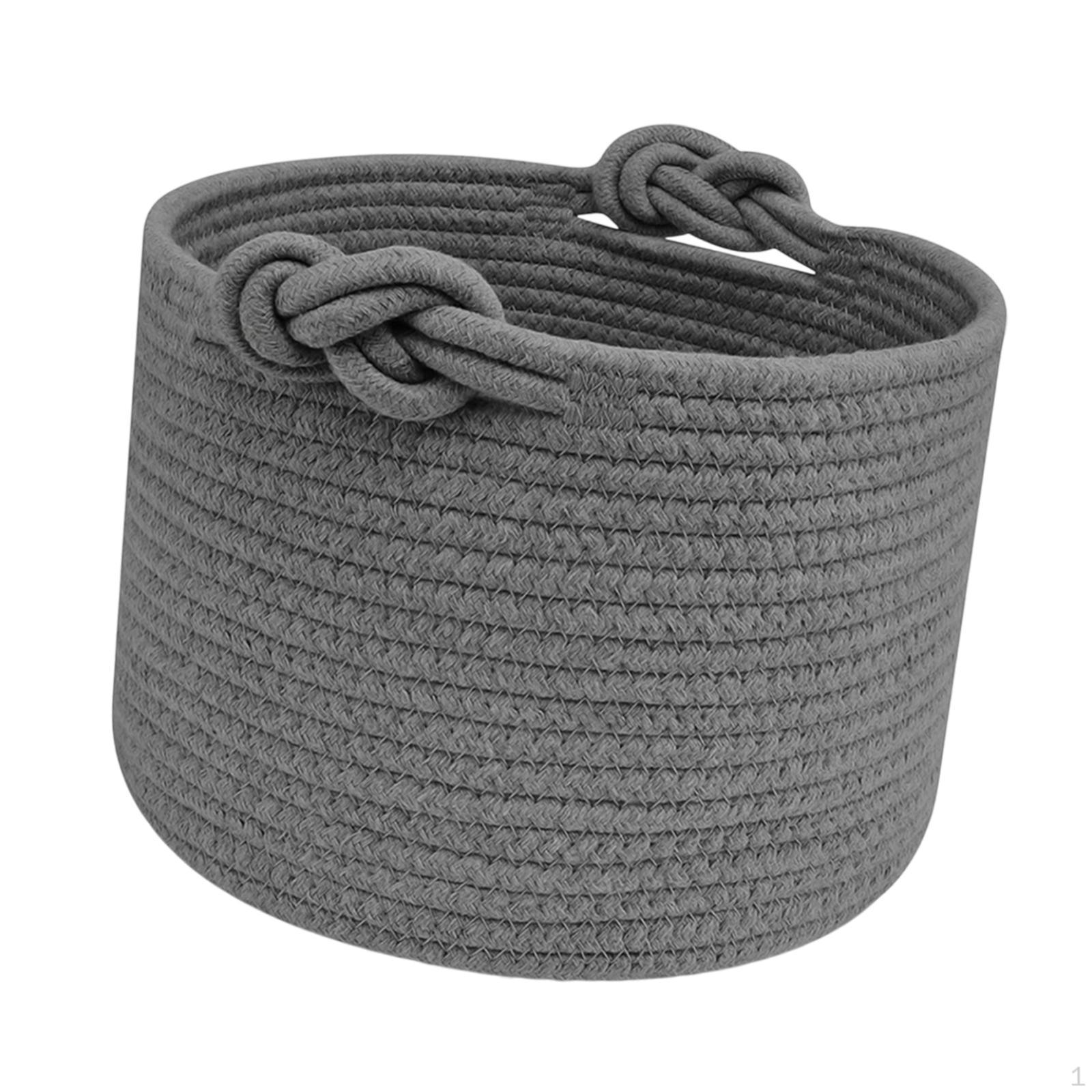 

Круглая корзина из хлопковой веревки с ручкой для хранения игрушек и растений серый