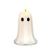 Realistic Wax Ghost Candle Halloween Flameless Candles, Battery Operated LED Flickering Light, Real Bedroom Nightstand Ornament Cute 3D Pillar
