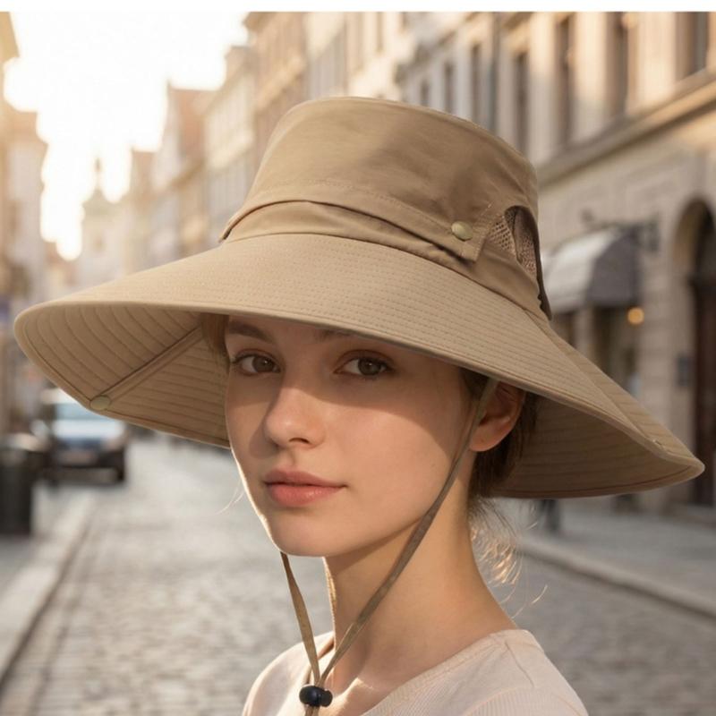 Adjustable Wide Brims Sun Hat For Men With Removable Top Panel Breathable Outdoor Fishing Cap Sun Protections