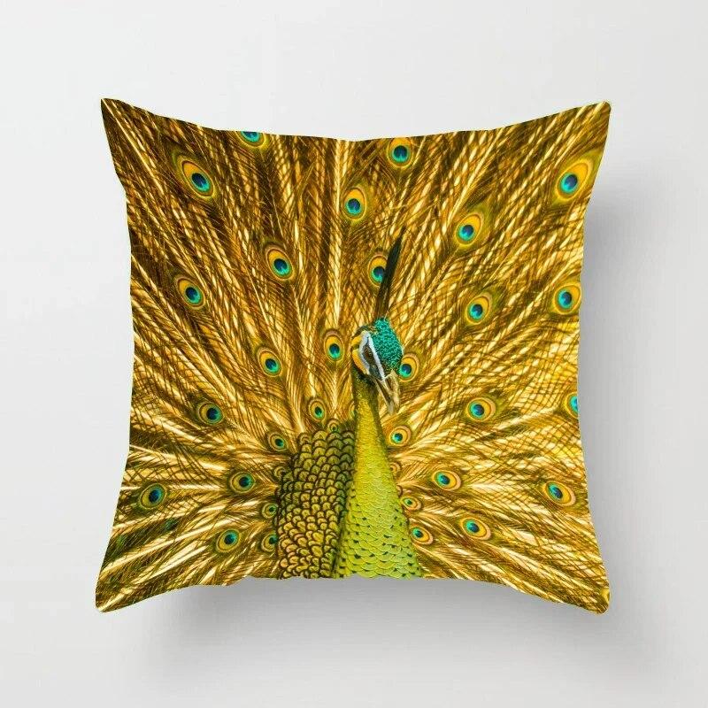45*45cm Creative Peacock Feather Series Pillowcase Art Life Home Decoration Sofa Office Seat Waist Cushion  Cover