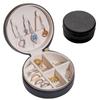 1PC Soft Lining Rings Anti-Scratch for Travel & Gifting Round Portable PU Leather Earrings Jewelry Box Multi-Functional