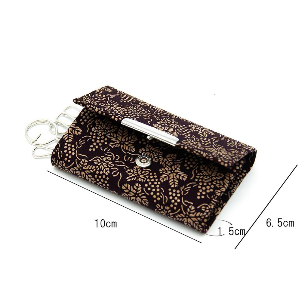 Inden Key Case Purple with White Grape [Inden-ya] C, Deerskin, Lacquer, Pattern, 4704-16-120