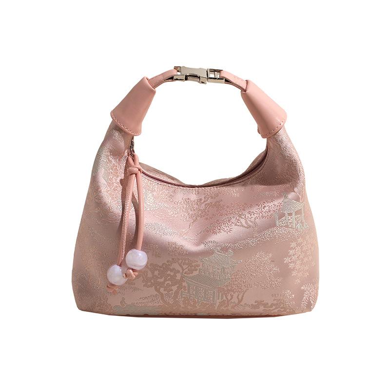 Retro Bag Women's New Silk Jacquard Handbag Shoulder Messenger Bag Texture Versatile