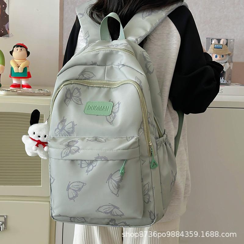 Schoolbag Japanese niche printed butterfly backpack female versatile college student class bag leisure travel backpack computer bag
