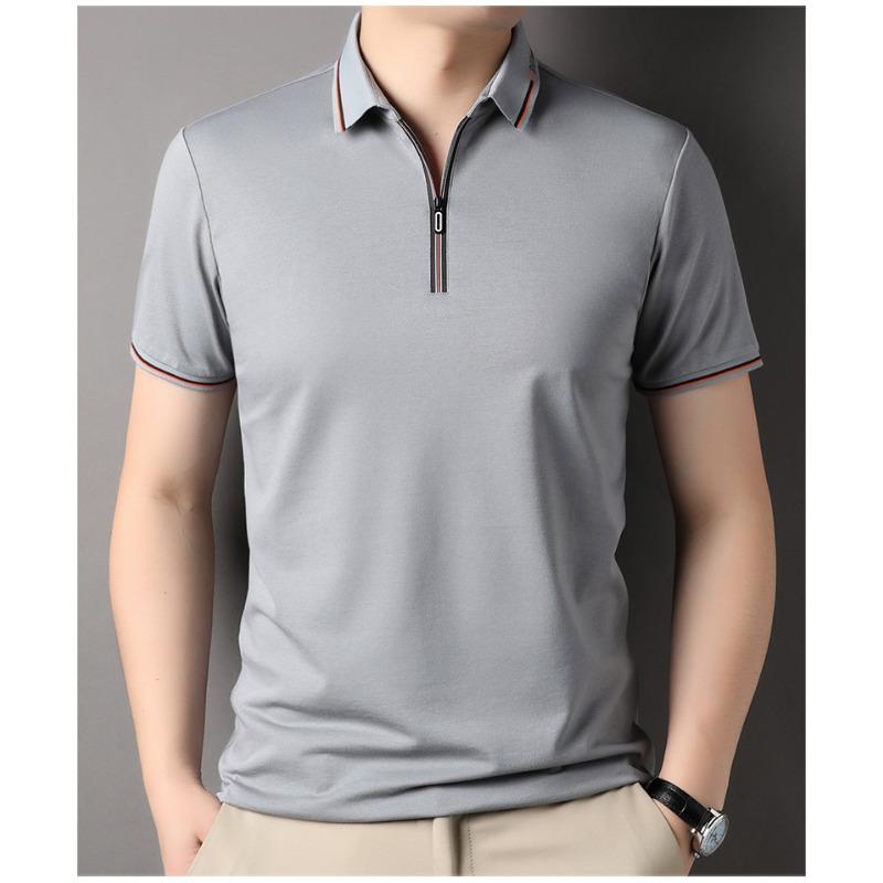 

Футболка с короткими рукавами из шелка Mulberry, мужская рубашка-поло с лацканами, свободная летняя рубашка-полуторка Dad, топ 3XL