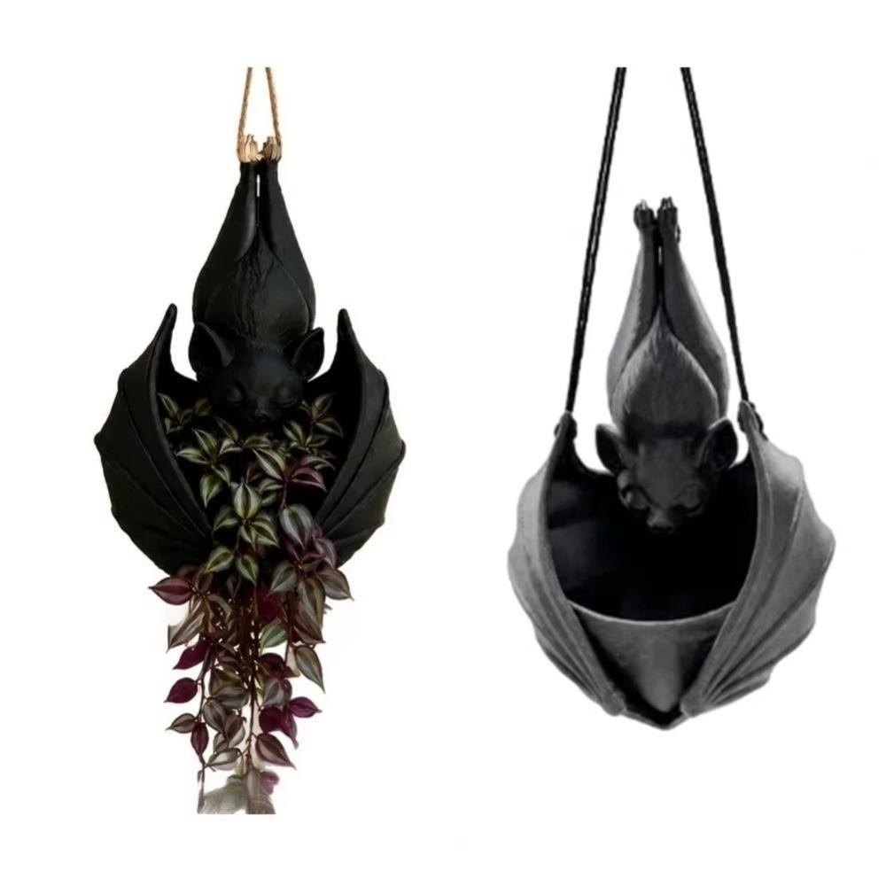 Plastic Bat Hanging Planter Creative Bat Wing Flowerpot Unique Bat Shaped Flower Pot  Halloween