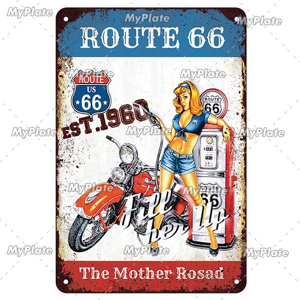 Motorcycle Garage Metal Sign Vintage Plaque Tin Sign Plate Wall Decor For Bar Man Cave Sign Pinup Girl Poster