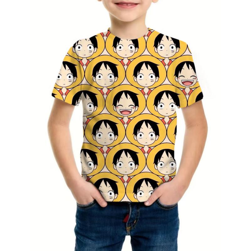 

New Japanese anime One Piece cartoon children s adult 3D printed top T-shirt One Piece Dragon Ball boy cartoon top T-shirt 160cm