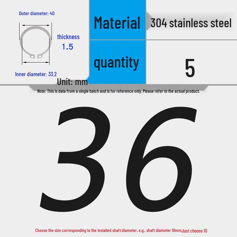 304 Stainless Steel Snap Ring for 3-200 Bearing