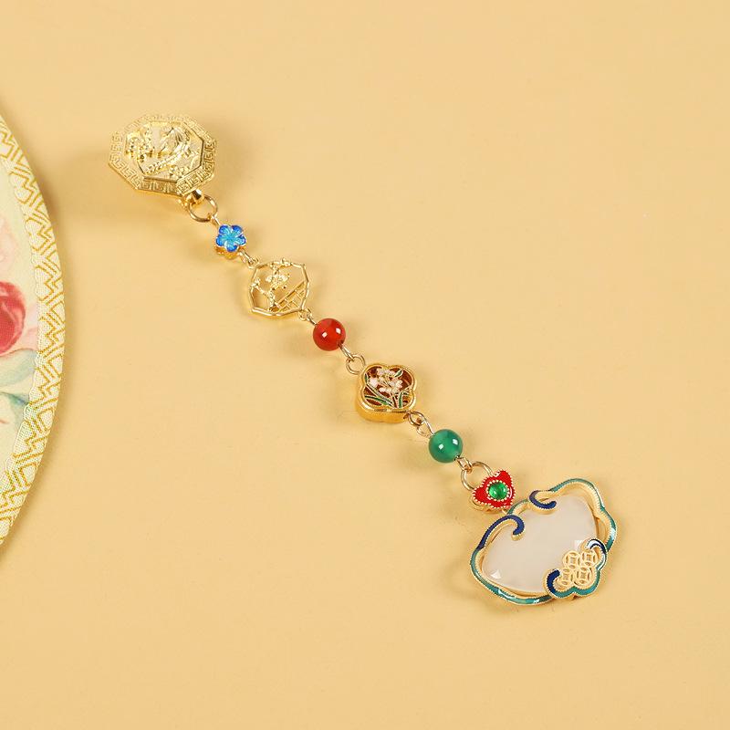 Yulouchun design cheongsam press pendant Chinese style retro long fringed jade pendant accessories women
