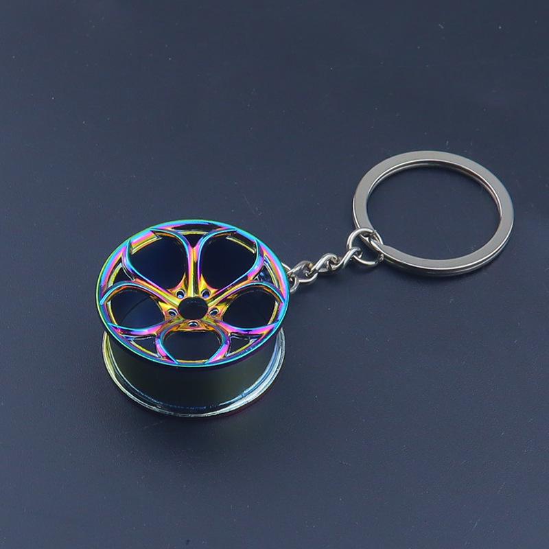 Laser Logo Metal Wheel Keychain - Gold, Silver, Black, Colorful Wheel Pendant Small Gift for Car Lovers