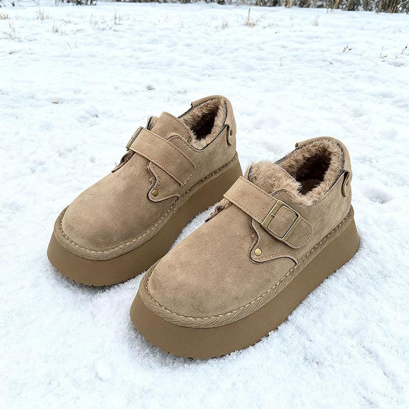 

Женская модная обувь на толстой подошве, увеличивающая рост, легкая, зимняя, теплая, меховая, с подкладкой, нескользящая, повседневная спортивная хлопковая обувь 40