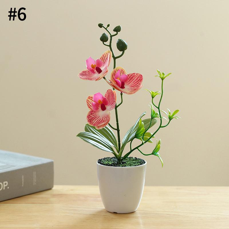3D Orchid Artificial Butterfly Orchid Bonsai with Pot Simulation Butterfly Orchid Bonsai Fake Flower Wedding Decoration Flores