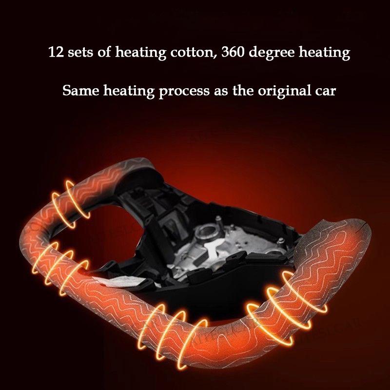 For New Tesla Model Y L/ Y Juniper 350mm/377mm Yoke Handle Steering Wheel With Heating NAPP Leather Steering Wheel Accessories
