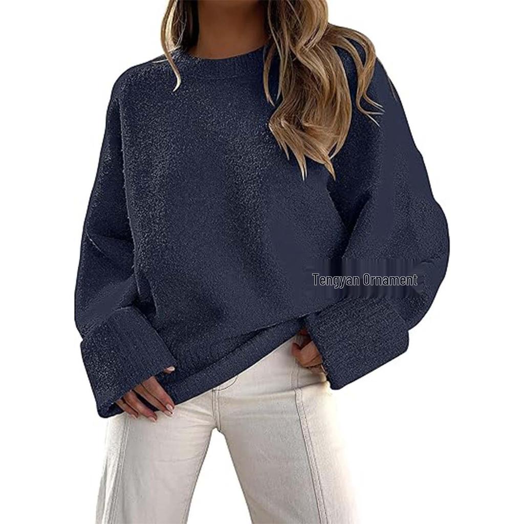 Women's 2026 Long Sleeve Solid Color Round Neck Loose Sweater