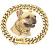 Stainless Steel Cuban Link Dog Collar Chain 14mm Wide Hip Hop Style Pet Necklace Dogs Rose Gold Black