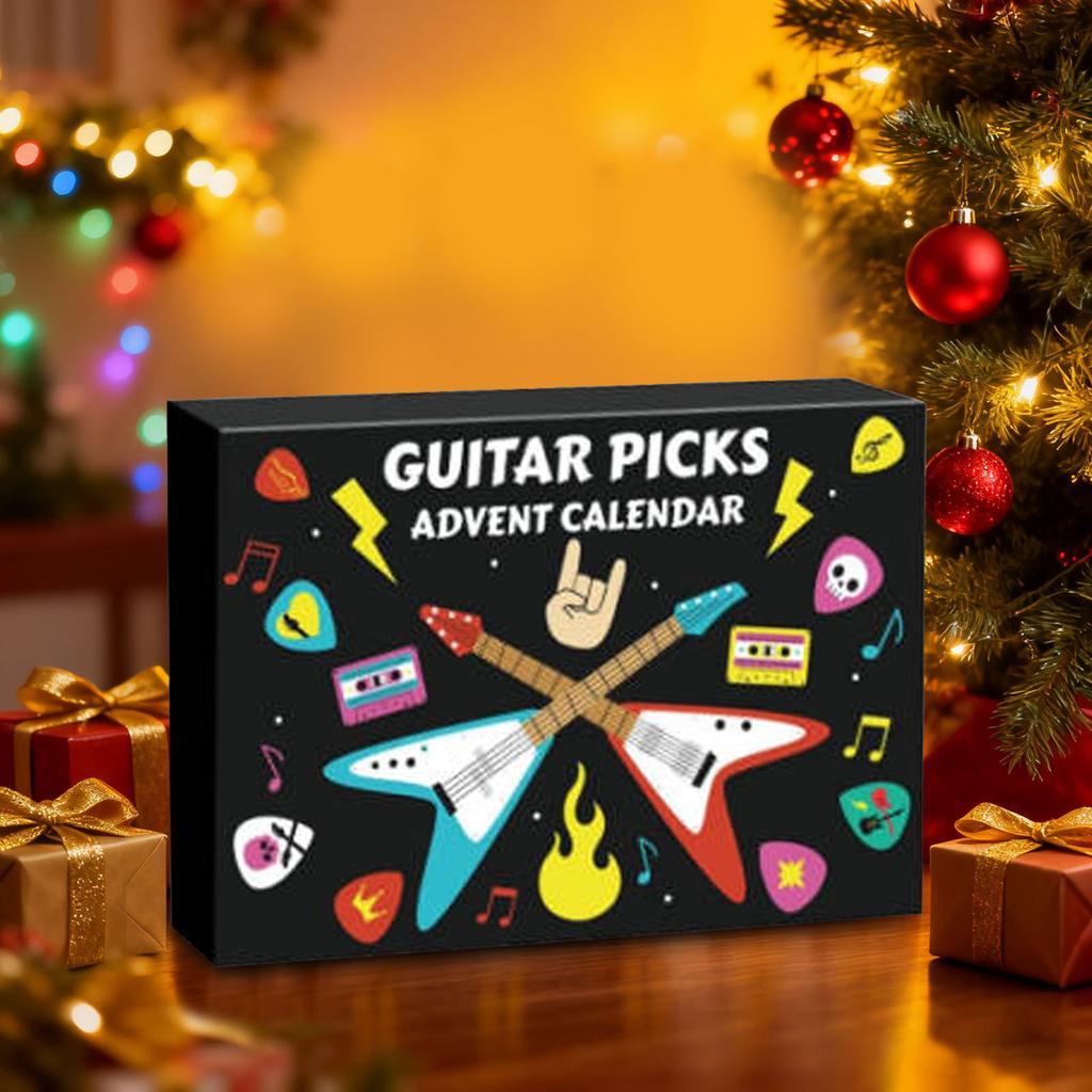 Advent Calendars 2025, Guitar Player Christmas Countdown Calendar With 22 Picks And Pick Holder, Bass Ukulele Music Lover Gift