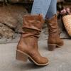 Runder Kopf Bequeme Plüschstiefel Damen Sommer Vielseitig Western Cowboy Stiefel Damen Stiefel
