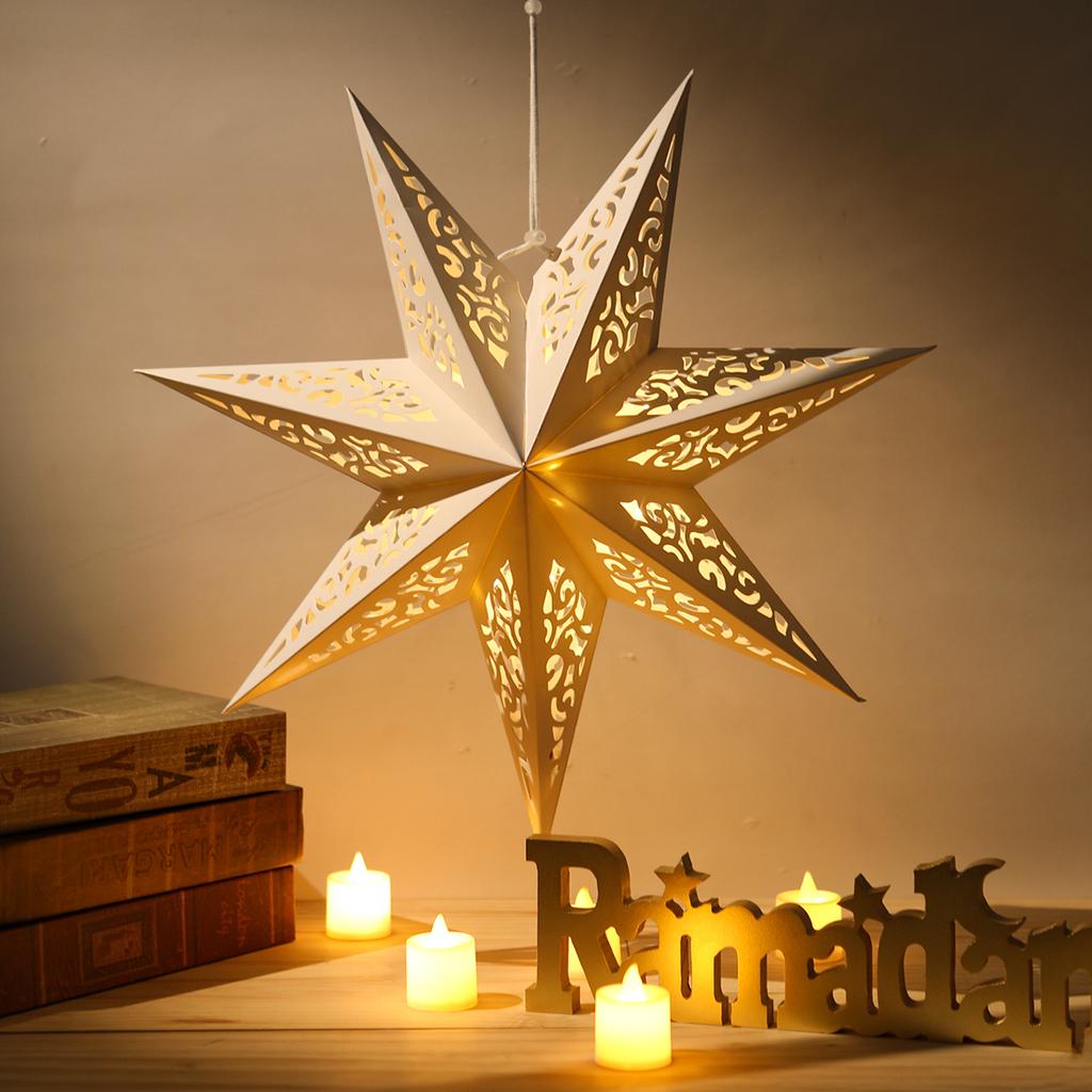 30-75cm Hollow Star Hanging Pendant Eid Mubarak Christmas Ramadan Decoration 2025 Islamic Muslim Party Decor Ramadan Kareem Gift