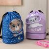 Drawstring Gym Bag for Kids Waterproof Drawstring Backpack Swim Bag with Compartment Pull String Sport Bag for Wet Swimming