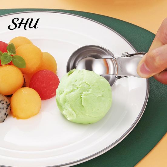 Fruit Scoop Comfortable Handle Ice Cream with Ball Fetching Device Hanging Digger Hole Multi-functional Stainless Steel Cookie Dough Spoon Dessert