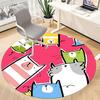 1pc Cat Family Office Round Area Rug, Indoor Mat Suitable ForOffice, Under Office Chairs Bedroom Living Room Home Decor, Room Deco 112
