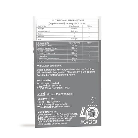 DR. MOREPEN Gokshura & Testo Boost Tablets For Men's Wellness - Pack of 120 Count