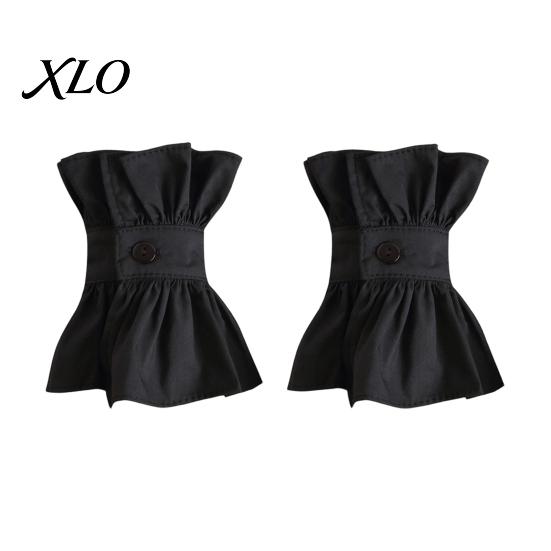 Retro Princess Style Collar French Ruffled Fake for Women, Detachable with Collared Accessory Women Button, Cotton Pleated Dickey Cuffs Sweaters