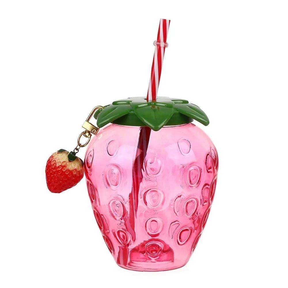 Creative Cartoon Fruit Straw Cup Watermelon Lemon Strawberry Pineapple Drinkware Tea Milk Juice Multicolor Fruit Cup Summer