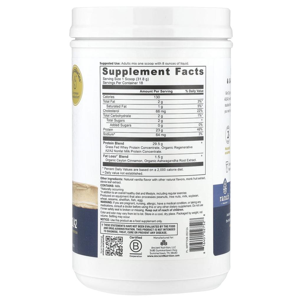 Whey Protein + Fat Loss Blend, Vanilla Cinnamon, 572G (1.26Lb)