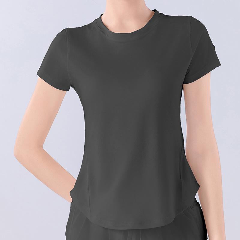 

Женский спортивный комплект из сетки быстросохнущий - футболка с коротким рукавом, свободного кроя, дышащая, для профессиональных тренировок и йоги. L (107-120 jin)