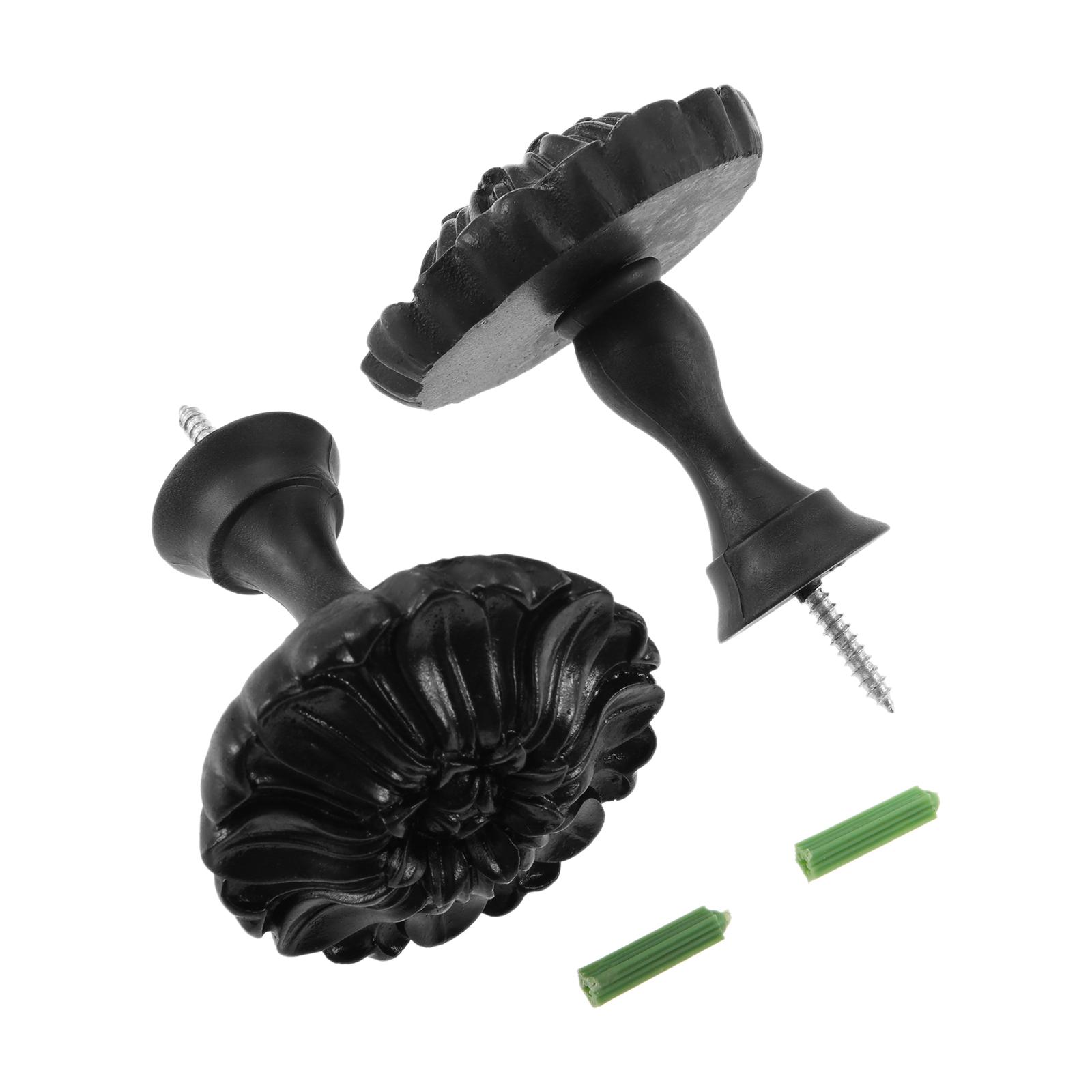 

2Pcs Flower Curtain Tieback Hook Curtain Holdbacks Antique Wall Mounted Hanger Hooks Drapery Tie Back Holder for Hanging Towels чорний