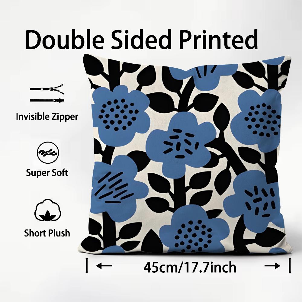 Flower INS Cushion Cover Plush Fabric Soft DoubleSided Printed Sofa Warm Winter Home Child Gift Pillow Case